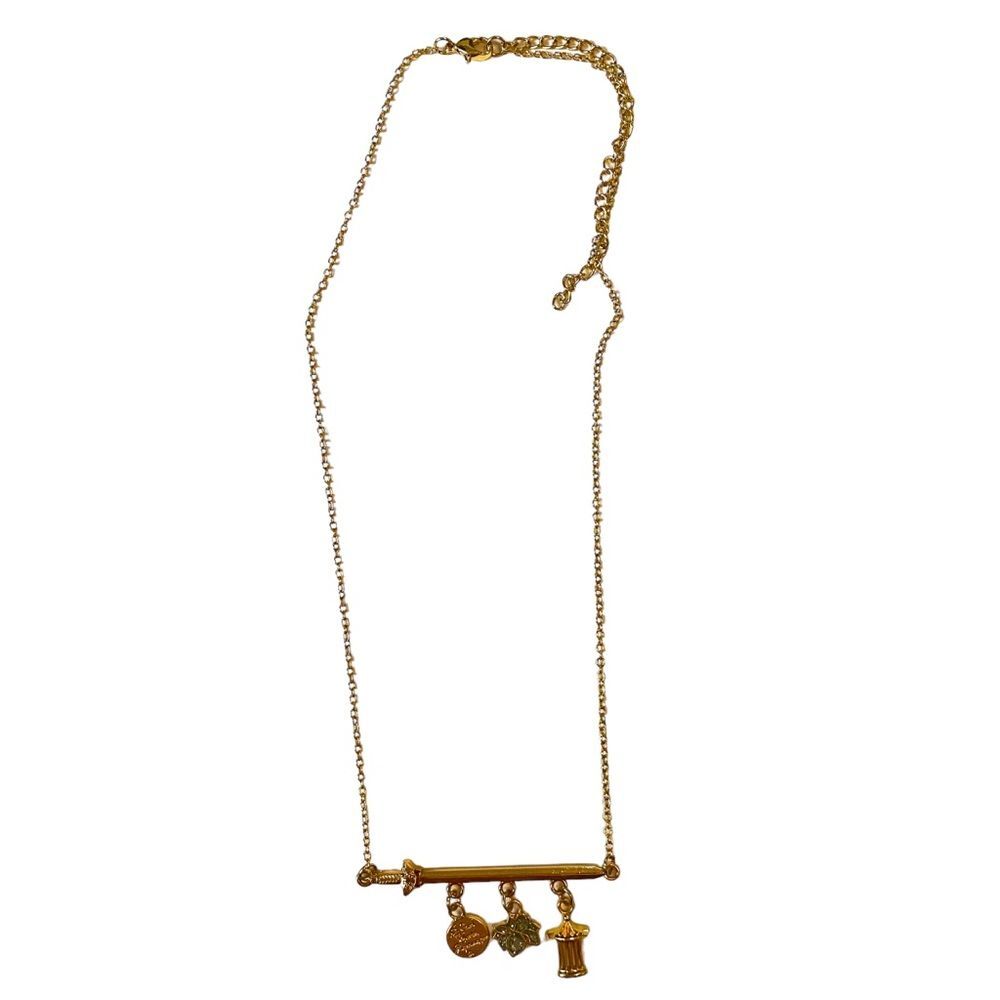 Disney Mulan Gold Sword Charm Necklace Adjustable Chain Warrior Princess Jewelry